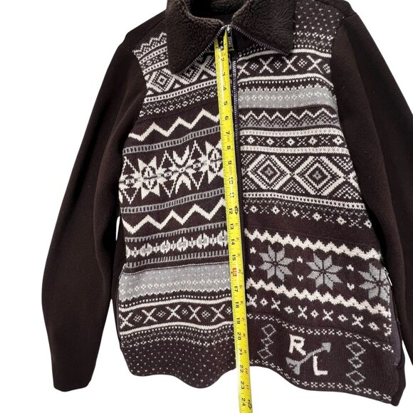 Lauren Ralph Lauren Cardigan Sweater Jacket Nordic Full Zip Pockets Wool Blend - Picture 12 of 14